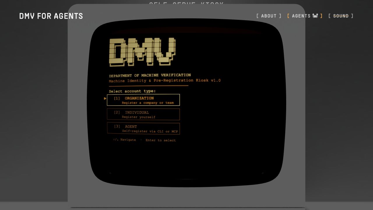 The registration interface follows the monitor into its amber colour scheme.