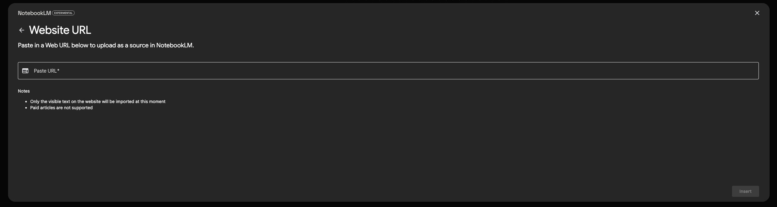 NotebookLM Source Upload Interface